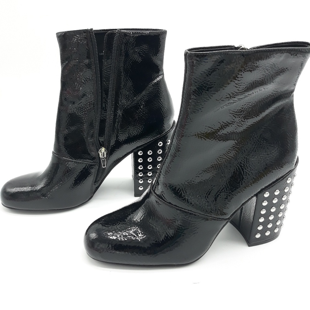 Steve Madden Retro Galley Blac Patent Booties NWOT Sz 10